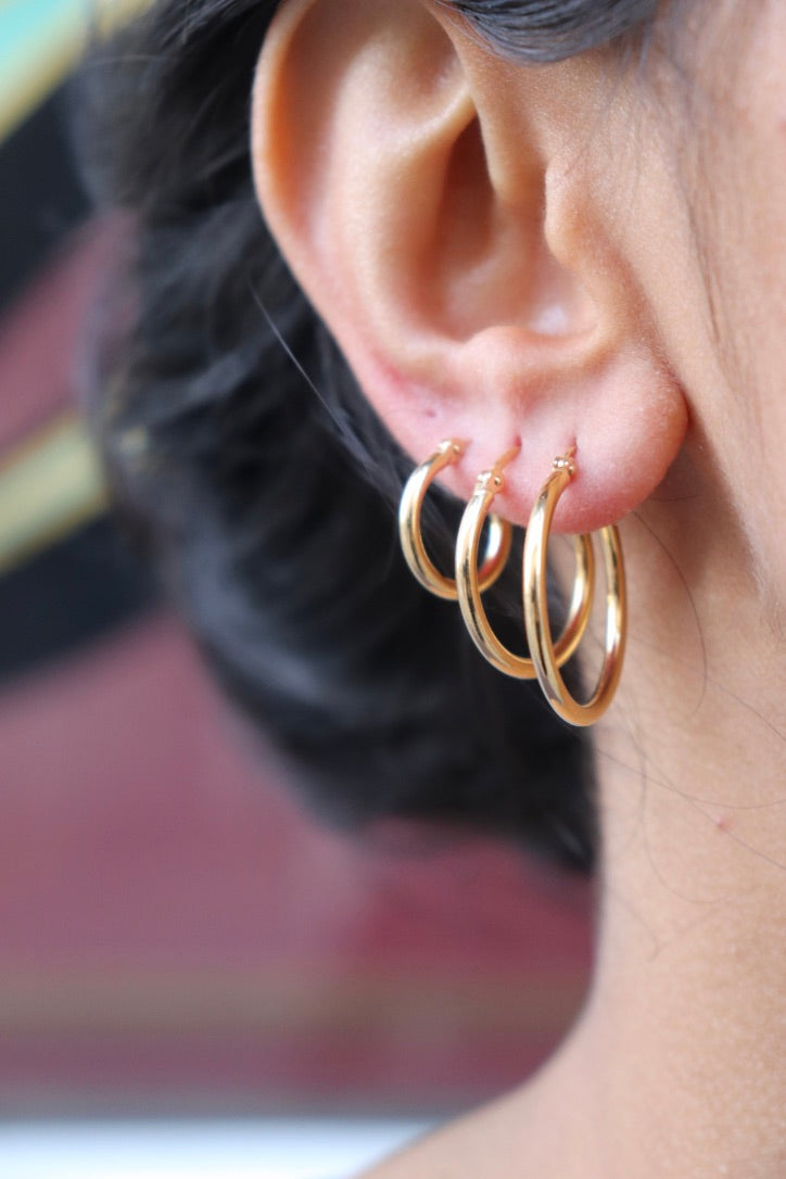 Classy Big Size Gold Tone Hoops Earrings